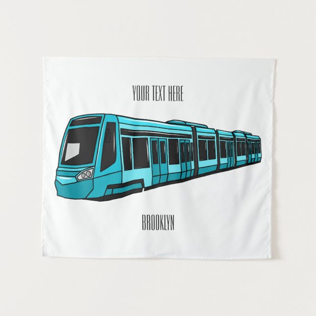 Electric locomotive cartoon illustration tapestry (Front (Horizontal))