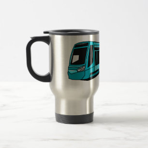 Electric locomotive cartoon illustration travel mug