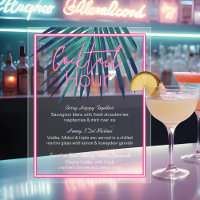 Electric Love Neon Pink Tropical Retro Cocktail