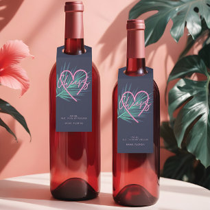 Electric Love Neon Pink Tropical Retro Cocktail Bottle Tag