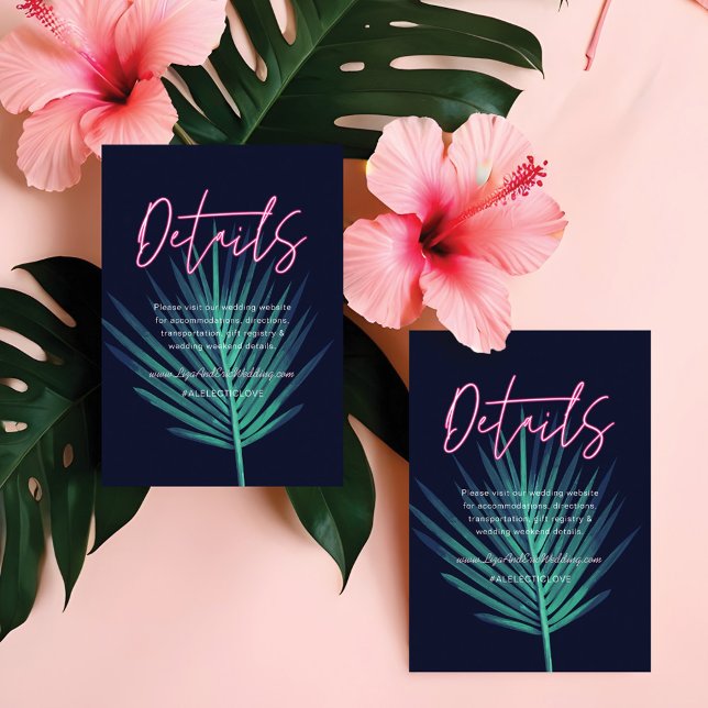 Electric Love Neon Pink Tropical Retro Wedding Enclosure Card (Electric Love Neon Pink Tropical Retro Wedding Enclosure Card)