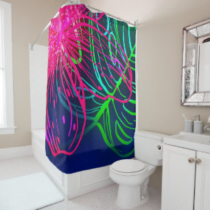 Electric Luau Tropical Night Neon Aloha Shower Curtain