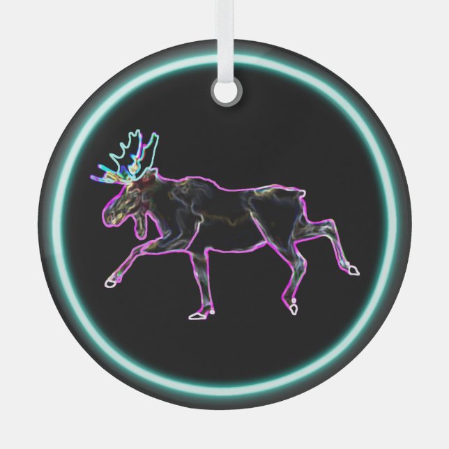 Electric Moose Glass Tree Decoration (Front)