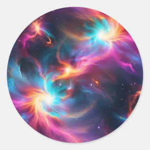 Electric Nebula Space Classic Round Sticker