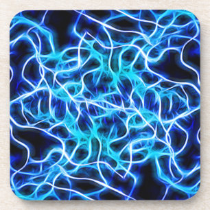 Electric Neon Aqua Blue Teal Lightning Coaster