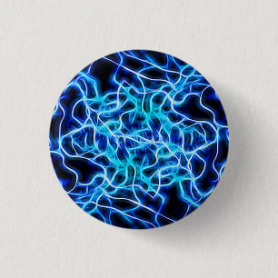 Electric Neon Blue Tesla Coil Lightning 3 Cm Round Badge