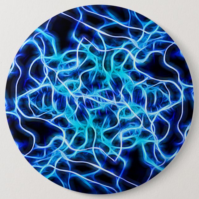Electric Neon Blue Tesla Coil Lightning 6 Cm Round Badge (Front)