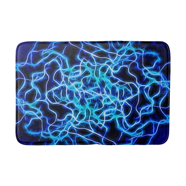 Electric Neon Blue Tesla Coil Lightning Bath Mat (Front)