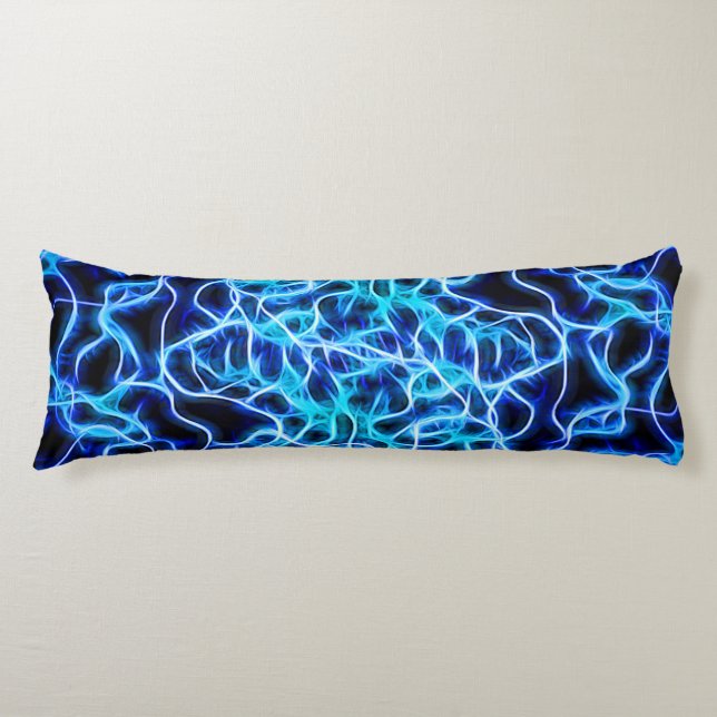 Electric Neon Blue Tesla Coil Lightning Body Cushion (Front)