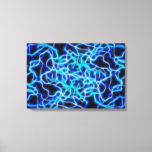 Electric Neon Blue Tesla Coil Lightning Canvas Print