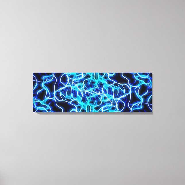 Electric Neon Blue Tesla Coil Lightning Canvas Print (Front)