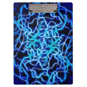 Electric Neon Blue Tesla Coil Lightning Clipboard