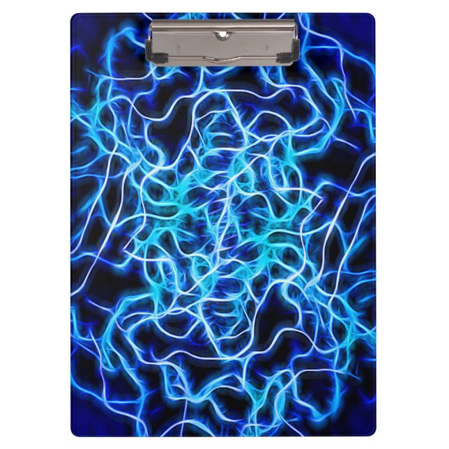 Electric Neon Blue Tesla Coil Lightning Clipboard (Front)