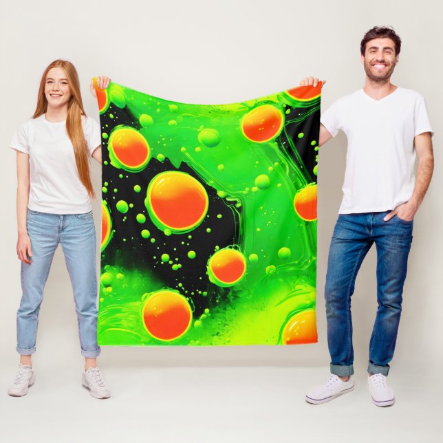 Electric Neon Bubble Dance Fleece Blanket (In Situ)
