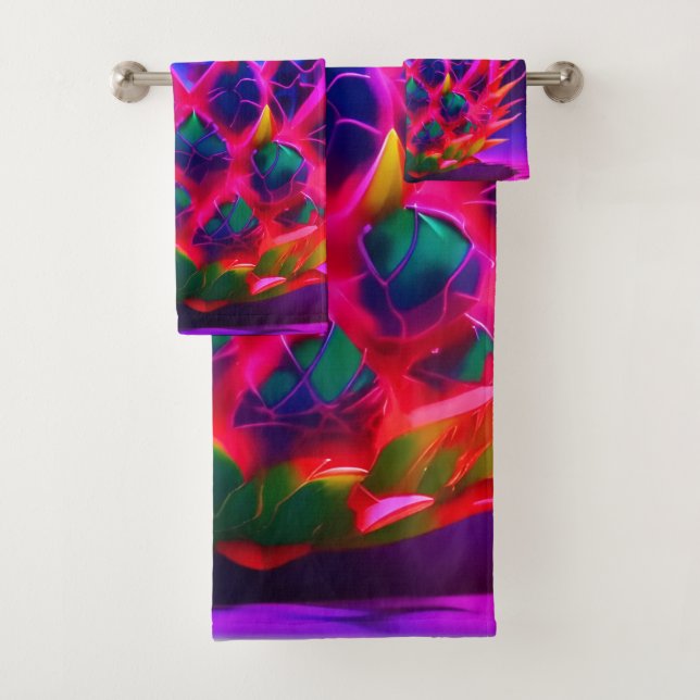 Electric Neon Dragon Fruit Bath Towel Set (Insitu)