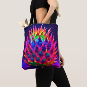 Electric Neon Dragon Fruit Tote Bag