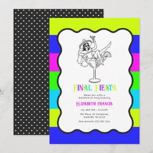 Electric Neon Final Fiesta Bachelorette Party Invitation