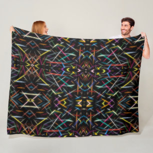 Electric Neon Geometric Art Blanket