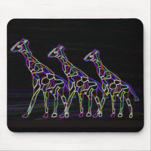 Electric Neon Giraffes Mouse Pad