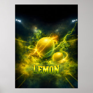Electric Neon Lemon Citrus Art Poster