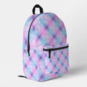 Electric Neon Pink Blue Pastel Trans Pride Plaid Printed Backpack