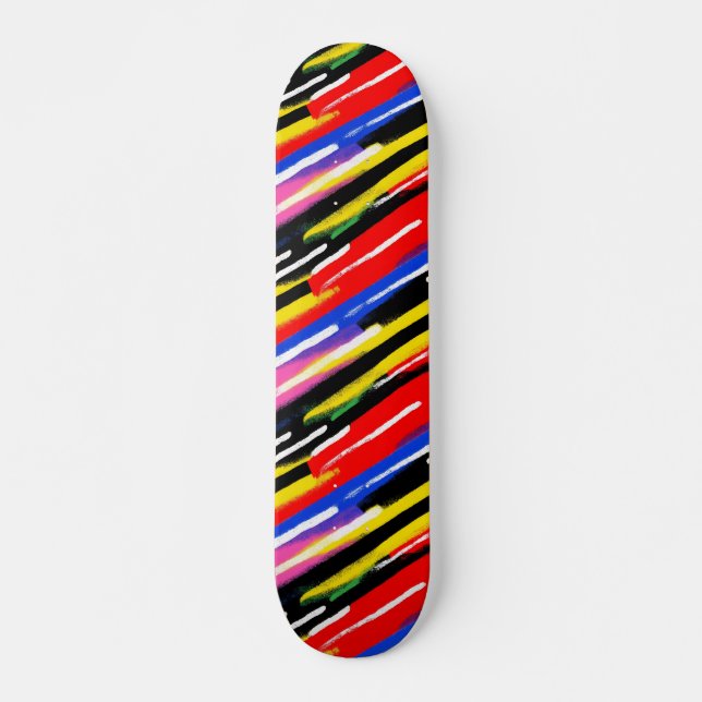 Electric Neon Stripe Riot Skateboard (Front)