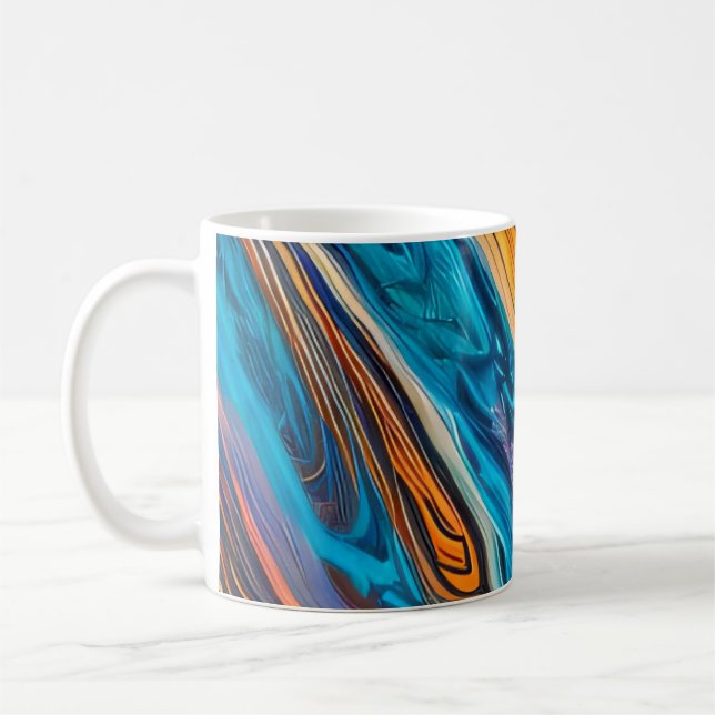 Electric Ocean Fire Abstract Coffee Mug (Left)