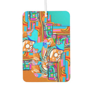 Electric Orange & Cyan Dreams — Abstract Pop Desig Car Air Freshener