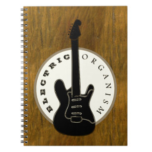 Electric Organism Guitar Rock Music Black Old Gold Spiral Notebook