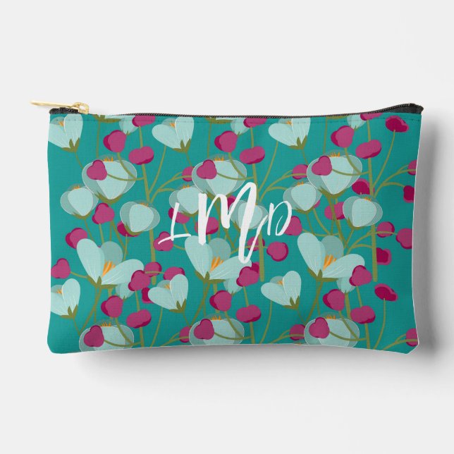 Electric Pink Deep Teal Custom Stationery Pouch (Front)