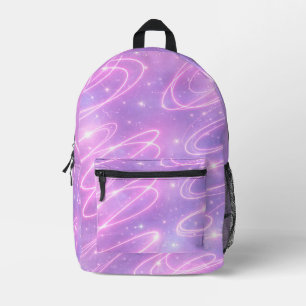 Electric pink neon scribbles AI art  Printed Backpack