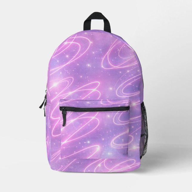 Electric pink neon scribbles AI art  Printed Backpack (Front)