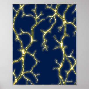 Electric Plasma Energy Veins: Golden Branching Lig Poster