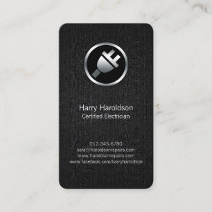 Electric Plug BlackGrunge Electrician BusinessCard Business Card