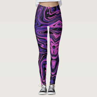 Electric Purple Abstract Fluid Pattern Leggings