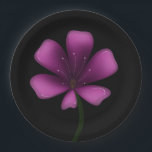 Electric Purple Glossy Bloom Moody Dark Botanical  Paper Plate<br><div class="desc">Illuminate your style with this electric purple glossy bloom. Featuring a vibrant magenta palette and high-shine digital finish, this floral illustration stands out with sharp, clean lines and a moody black background. Perfect for fans of modern botanical art, vaporwave aesthetics, and dark garden decor. This striking violet blossom is designed...</div>