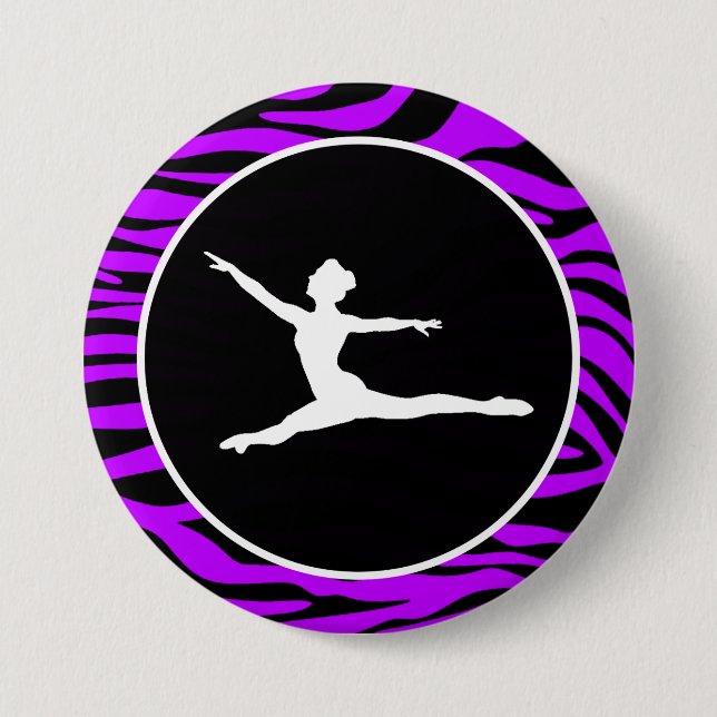 Electric Purple Zebra Stripes; Ballet 7.5 Cm Round Badge (Front)