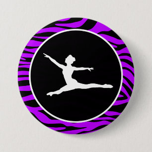 Electric Purple Zebra Stripes; Ballet 7.5 Cm Round Badge