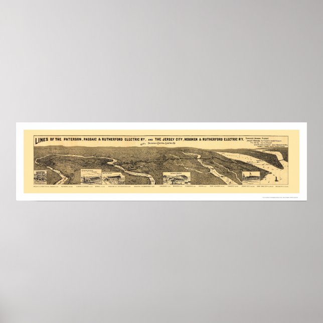 Electric Railway Railroad Map 1894 Poster (Front)