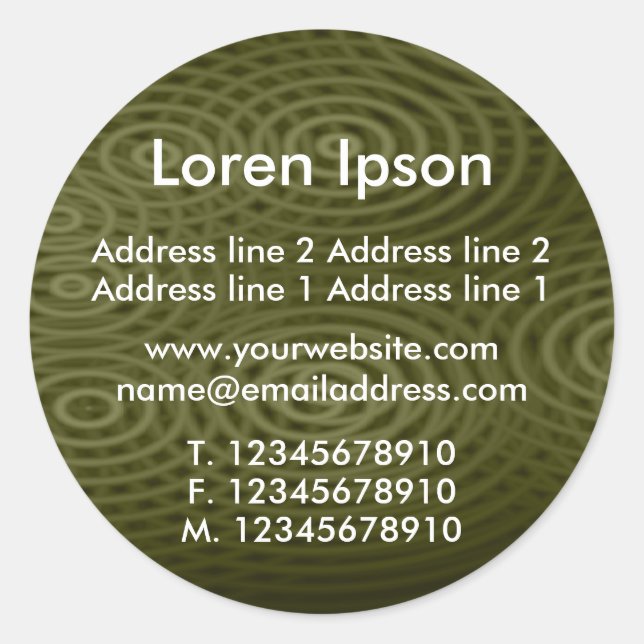 Electric Rain Green Brown Business / Profile Classic Round Sticker (Front)