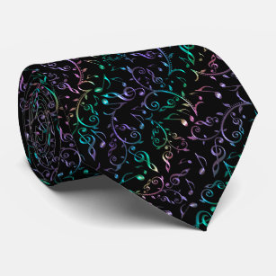 Electric Rainbow Music Notes and Clefs Tie