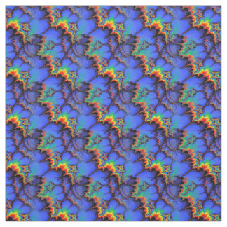 Electric Rainbow Waves Fractal Art Pattern Fabric