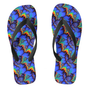 Electric Rainbow Waves Fractal Art Pattern Jandals