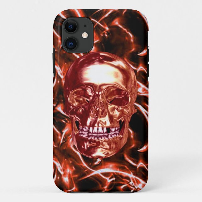 Electric Red Chrome Skull iPhone 5 Case (Back)