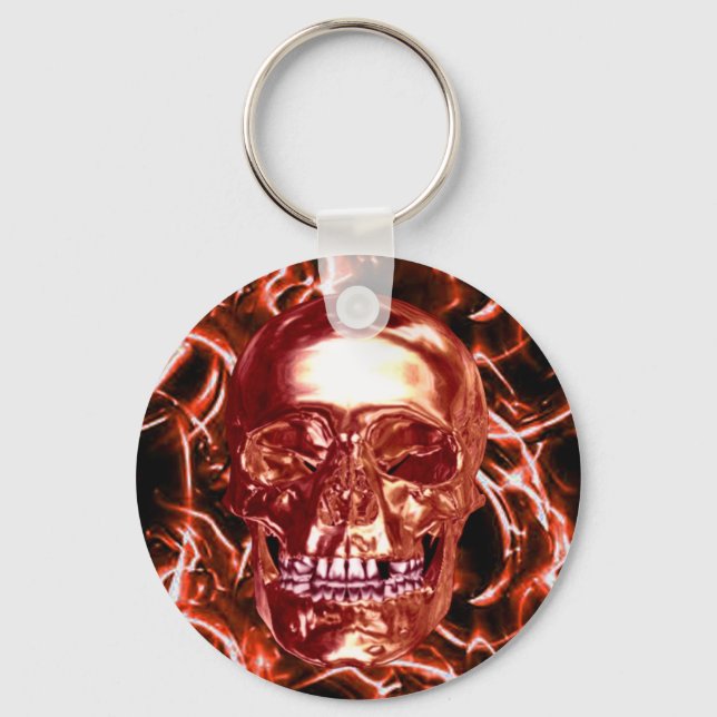 Electric Red Chrome Skull Key Chain (Front)