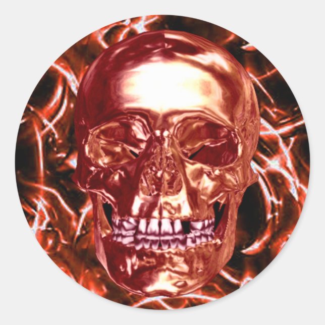 Electric Red Chrome Skull Stickers (Front)