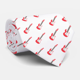 Electric Red Guitar Minimalist Rock Music Pattern  Tie