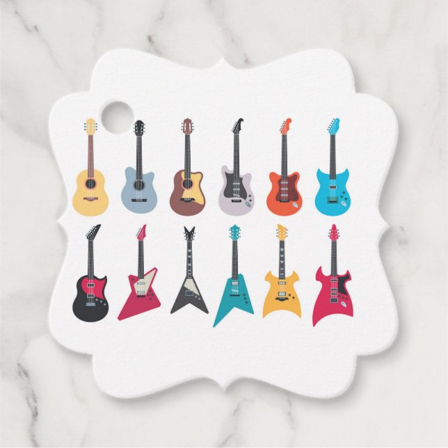  Electric rock guitar Favour Tags (Front)