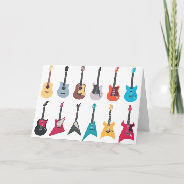 Electric rock guitar thank you card (Front)