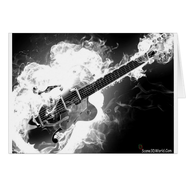 Electric Rockabilly Guitar on Fire Monochrome (Front Horizontal)